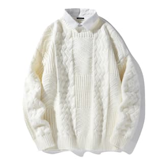 NFWYS Sweaters Lapel Moderate Mock Two Piece