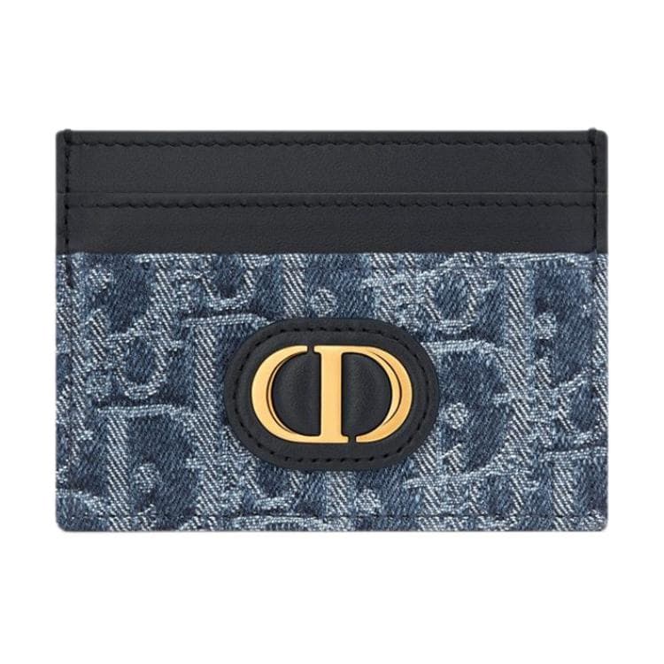DIOR 30 Montaigne Jacquard Canvas With Jacquard Denim Card Holder Card Holder Blue Basic Set (Bag+Dust Bag)