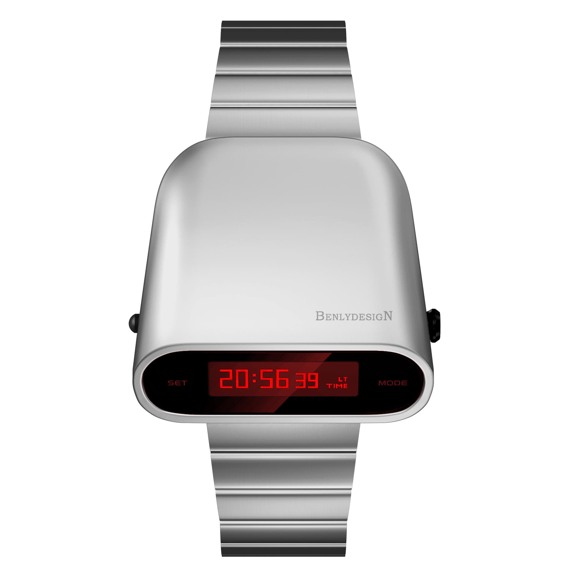 IB BENLYDESIGN S10801S1 Electronic Movement Stainless Steel Strap Watch Red Watch Dial Waterproof