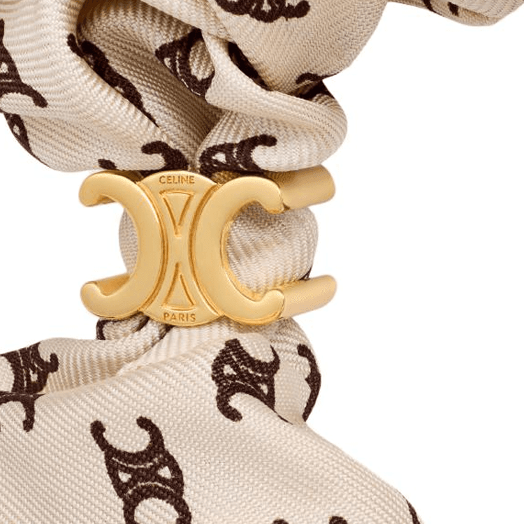 CELINE Scrunchy Mini Triomphe In Silk Brass With Gold Finish