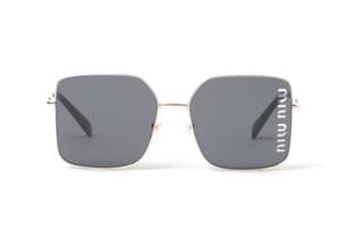 MIU MIU Metal Irregular Shape Sunglasses Silver