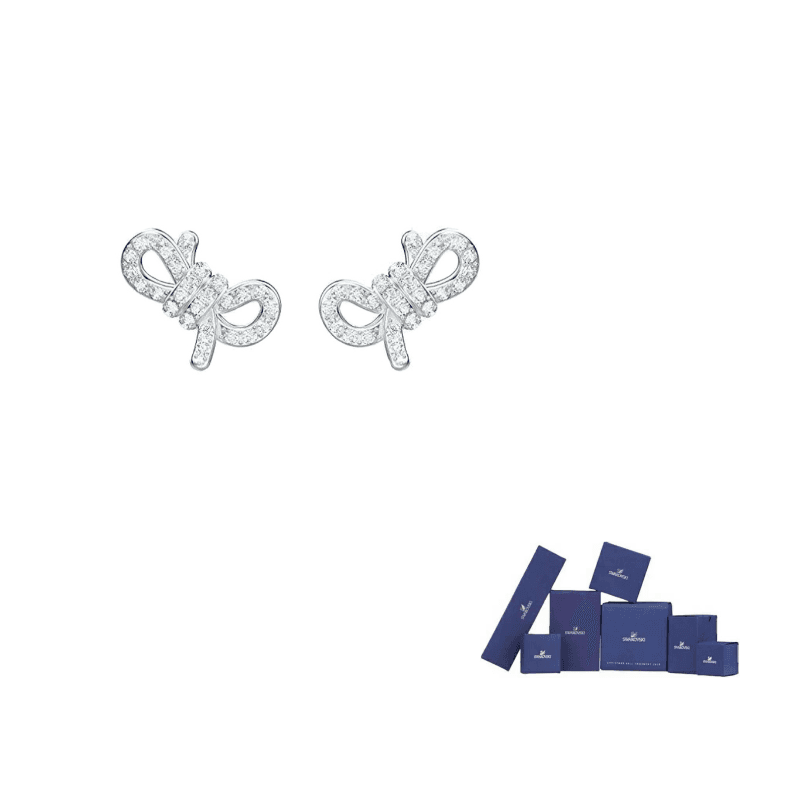 Swarovski Lifelong Bow Rhodium plated Earrings Silver Silver