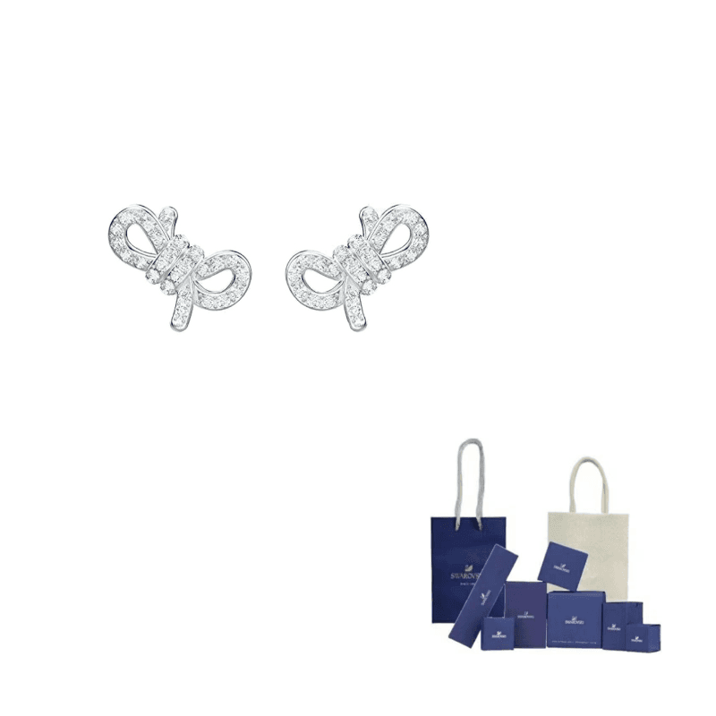 Swarovski Lifelong Bow Rhodium plated Earrings Silver Silver