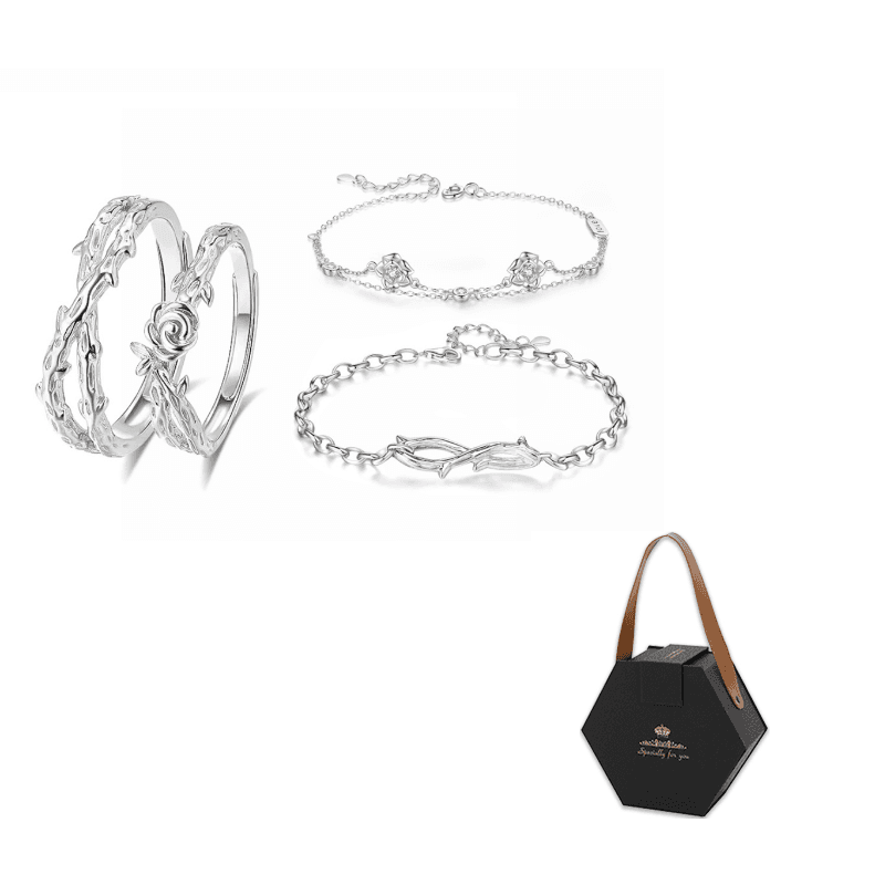 Rose Vine Branch Couple Set (Ring + Bracelet)