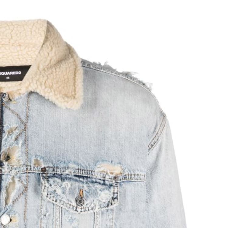 DSQUARED 2 Button Up Distressed Denim Jacket