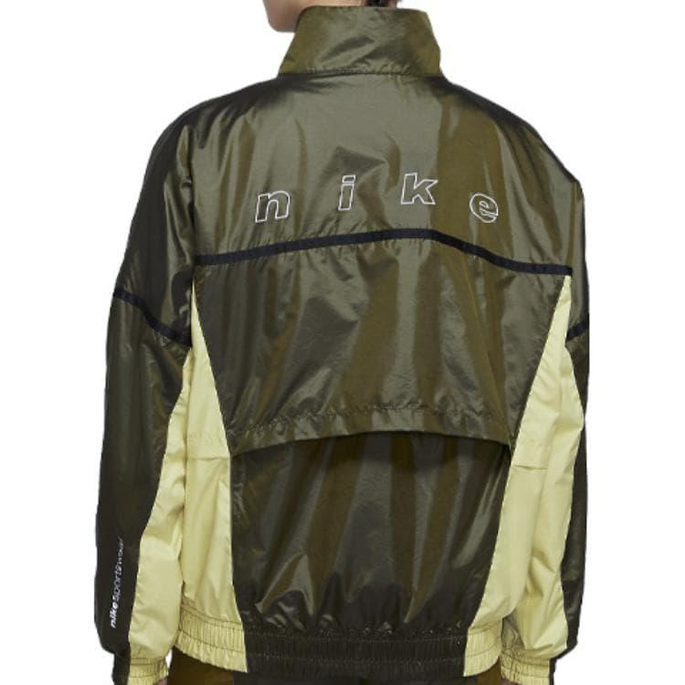 Nike Jackets Olive Green Stand Collar Moderate Straight Fit