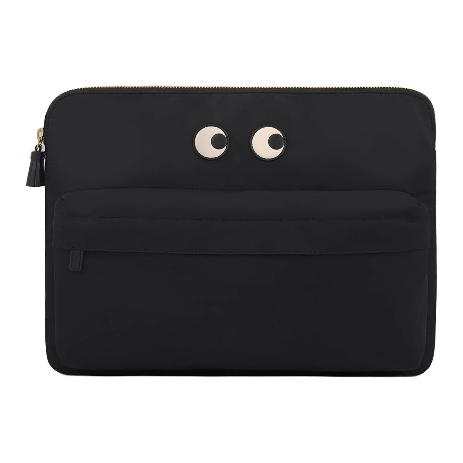 Anya Hindmarch Recycled Nylon Laptop Bag Black Basic Set (Bag+Dust Bag)