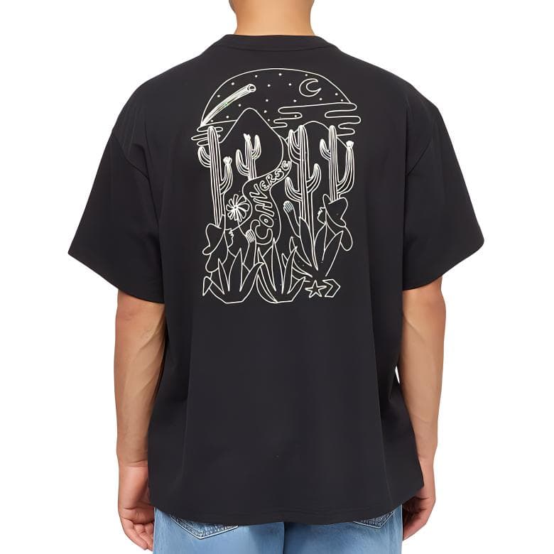 Converse T Shirts Black Crew Neck Moderate Straight Fit