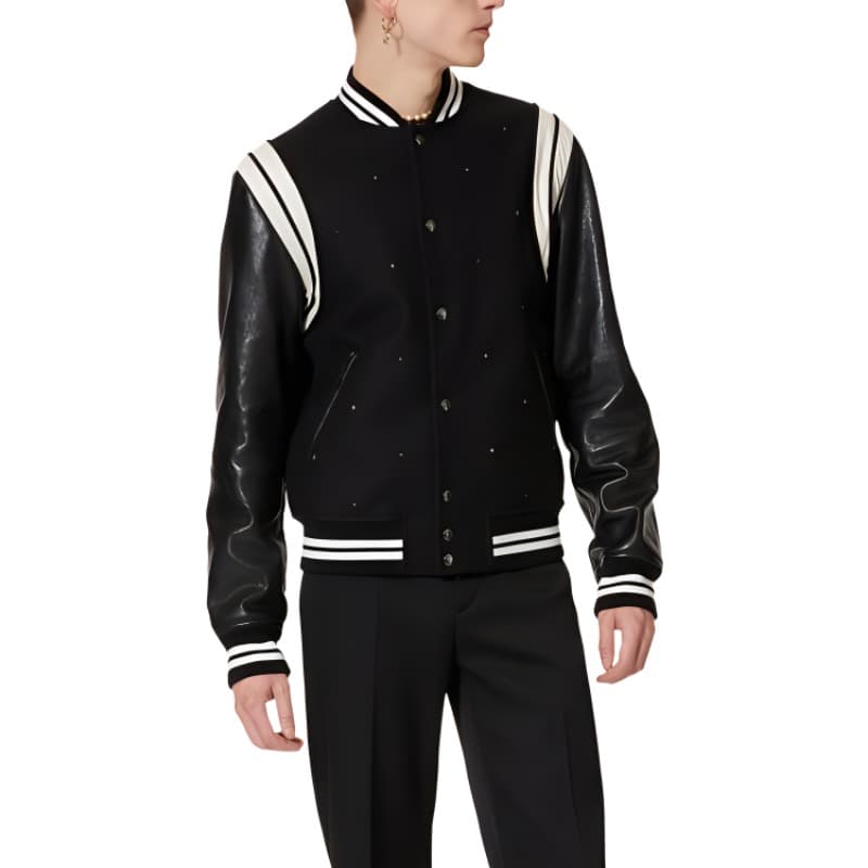 Valentino Roman Stud FW22 Baseball Jacket Black