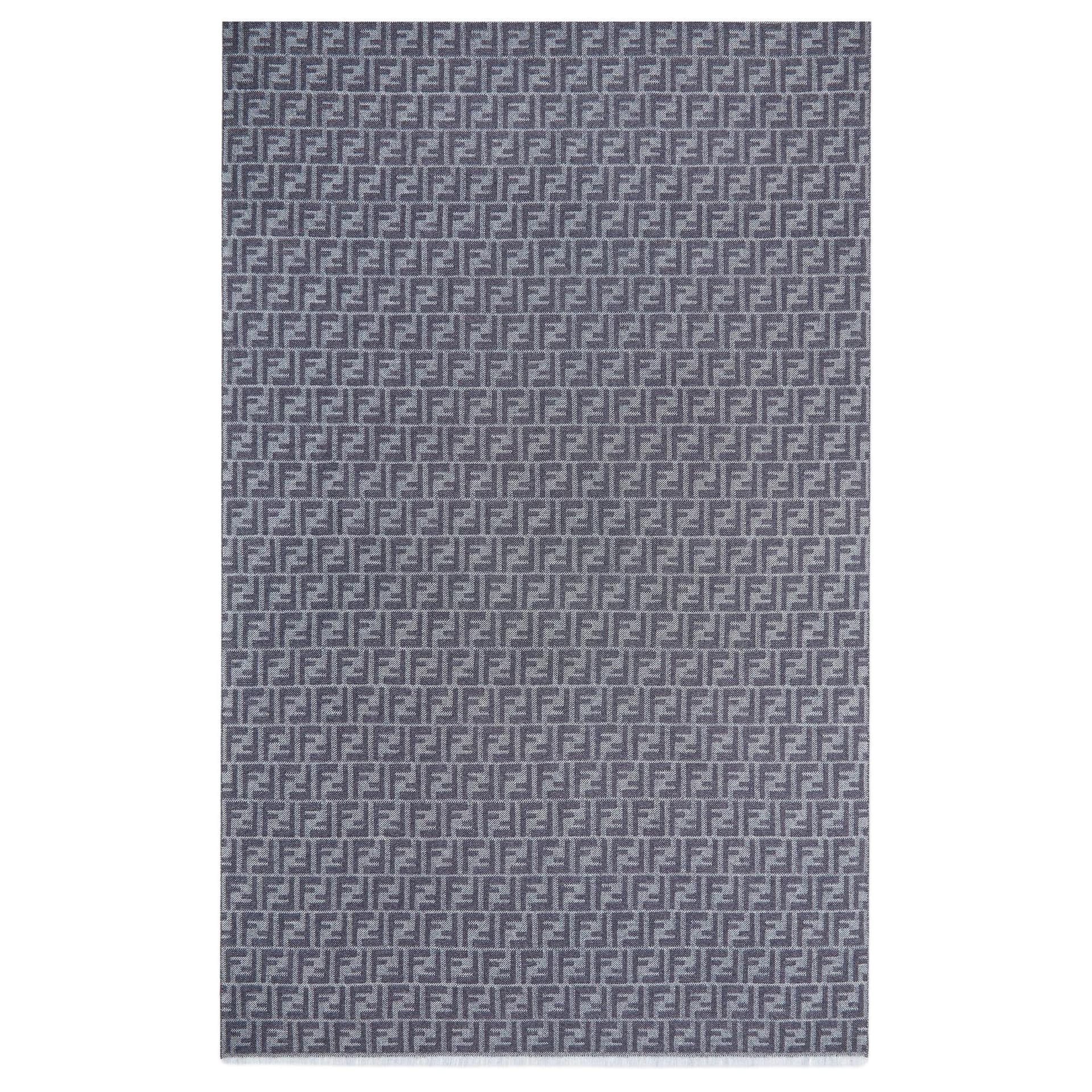 FENDI Ff Jacquard Frayed Edge Scarf