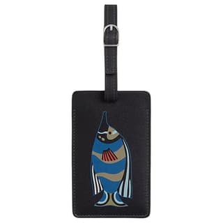 HERMES Swift Calfskin Luggage Tag Bag Accessory 3Y Caban Black Tweed & Navy Blue