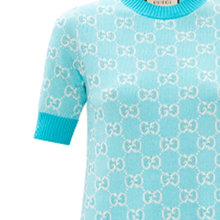 GUCCI Short Sleeved Dress Light Blue