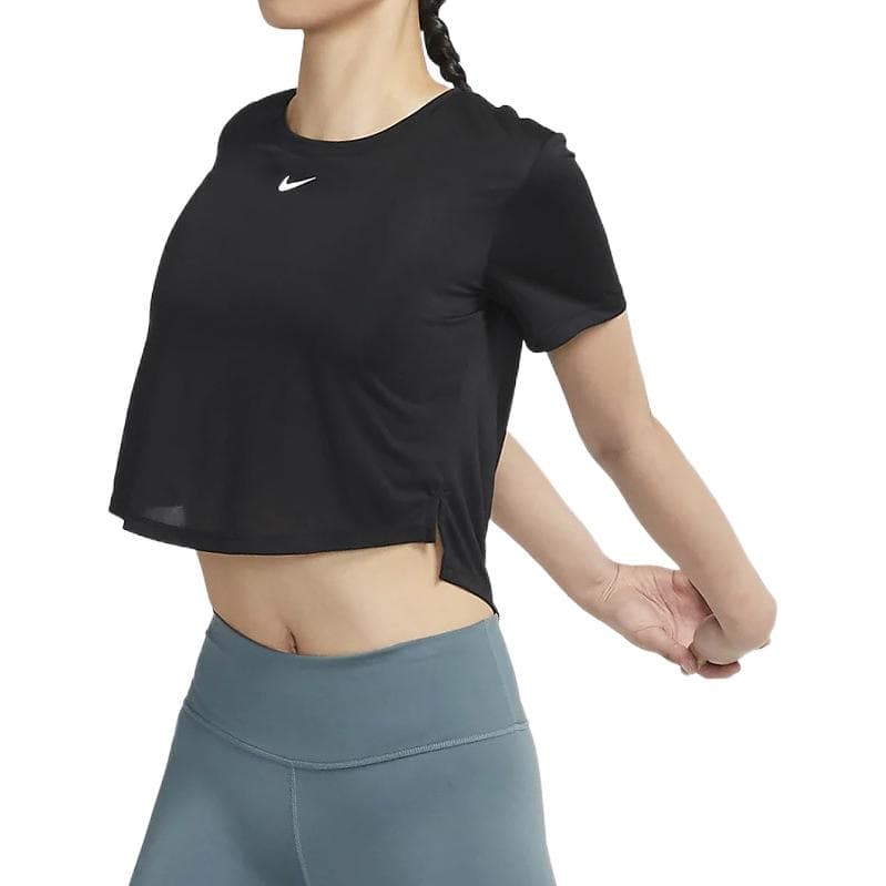 Nike Crop Tops Black Crew Neck Moderate
