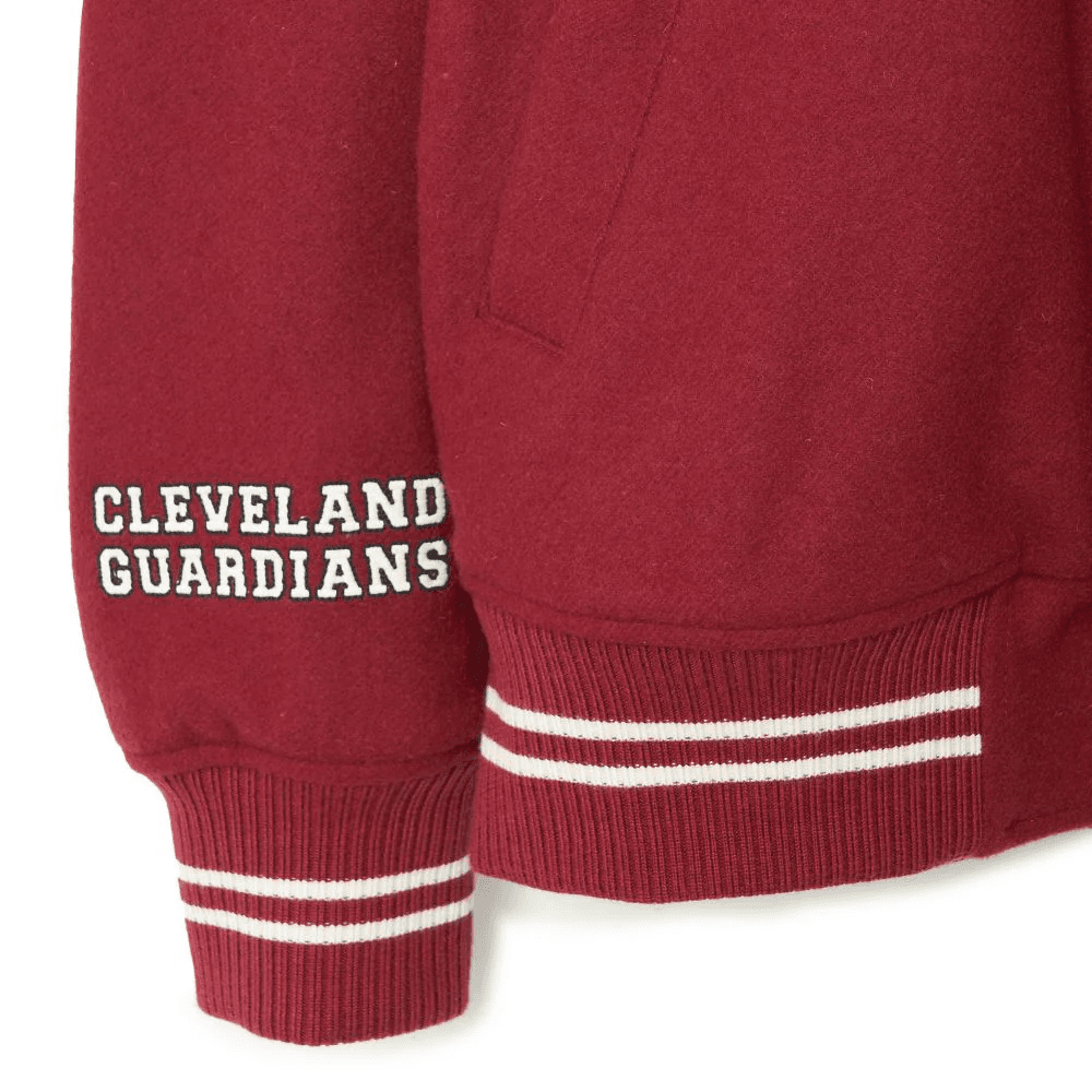 MLB Cleveland Indians Baseball Jackets Dark Burgundy Baseball Collar Moderate Straight Fit