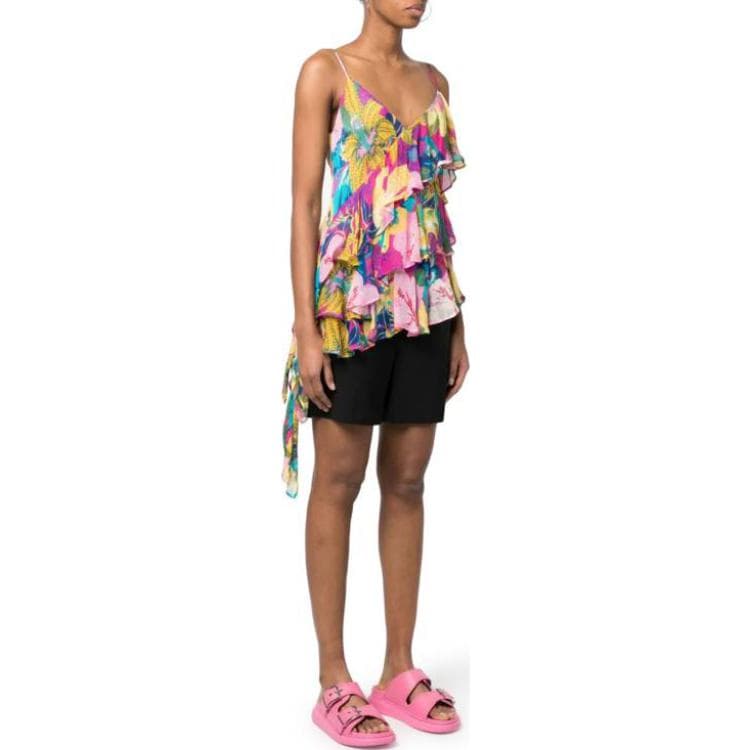 MSGM Floralprint Draped Tank