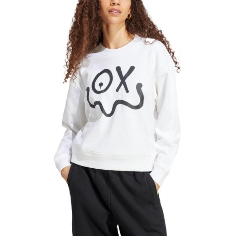 Adidas Originals Sweatshirts White Crew Neck Moderate Straight Fit