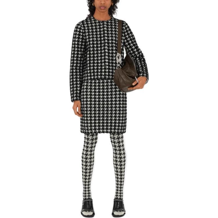 Burberry Houndstooth Pattern Knitted Mini Skirt
