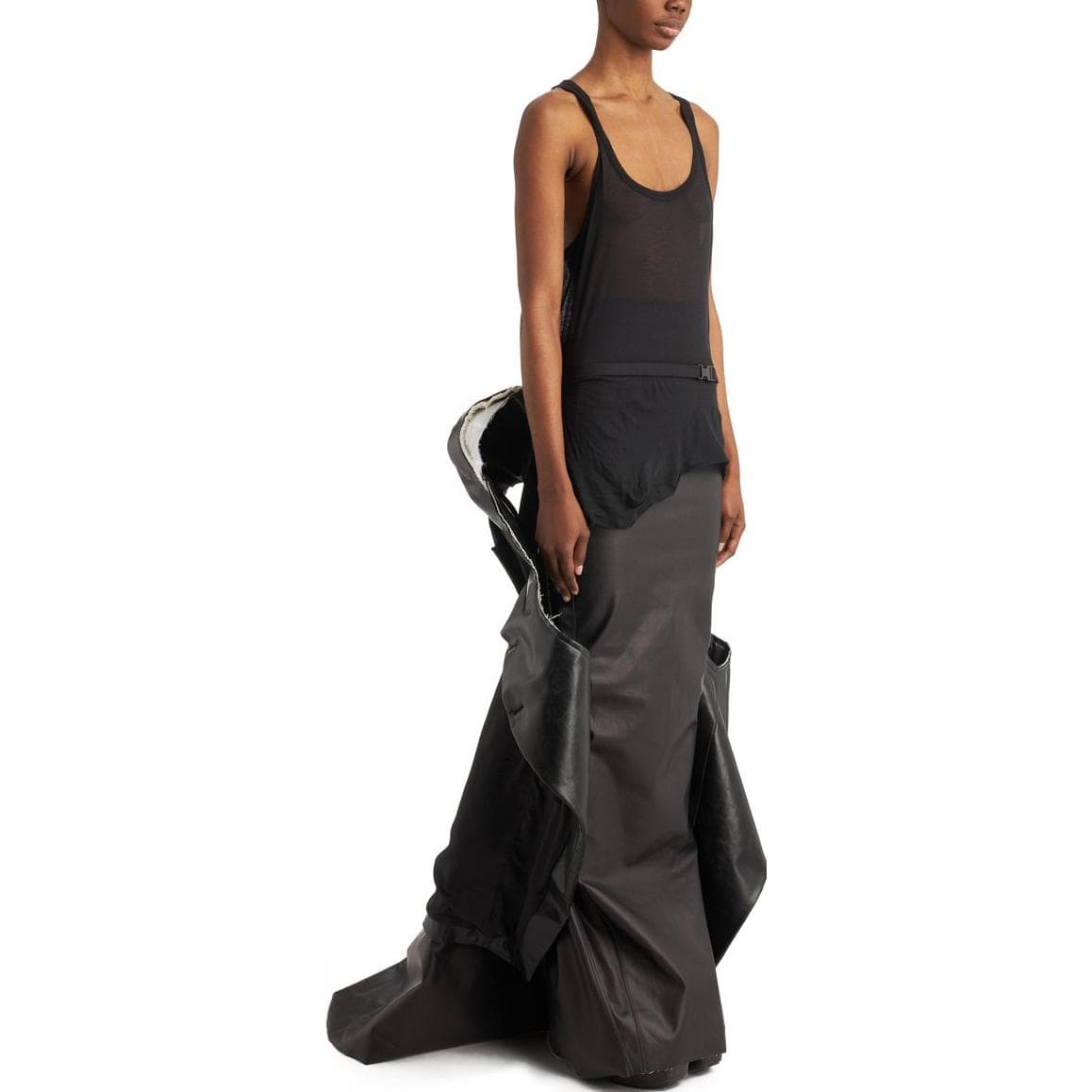 RICK OWENS Jackets Black Lapel Moderate Shearling Coat