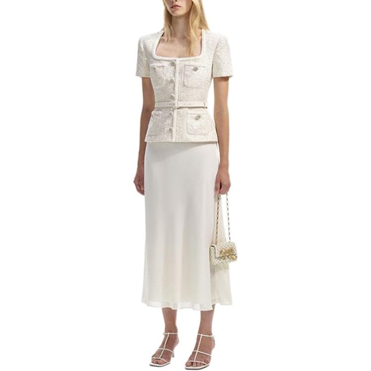 Self portrait Short Sleeved Dress Ivory White