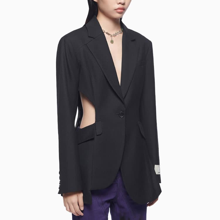 Feng Chen Wang Business Suits Black Suit Collar Moderate