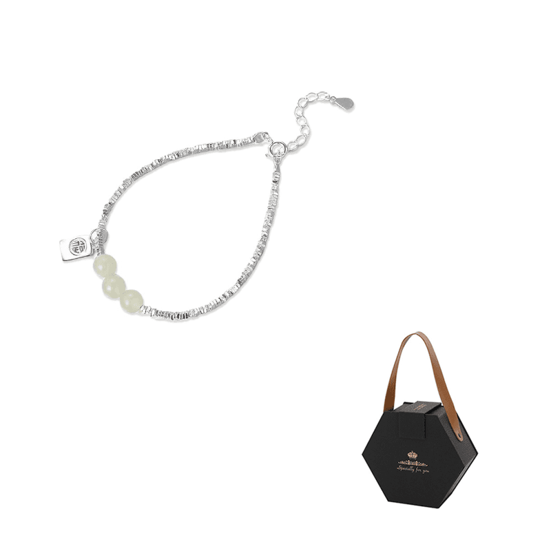 Silver Nugget Fu Character Pendant Bracelet (S925 Silver)