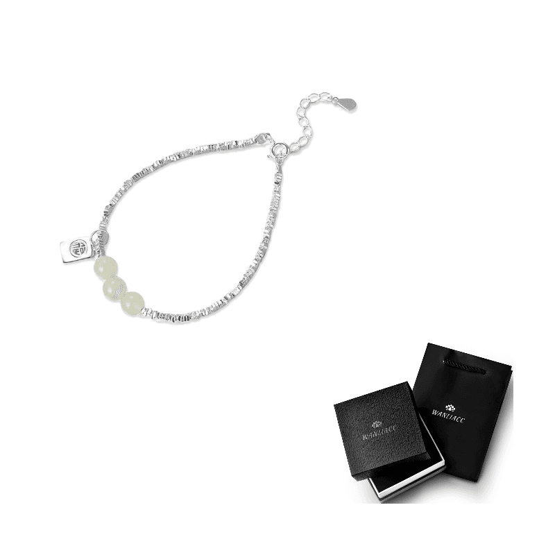 Silver Nugget Fu Character Pendant Bracelet