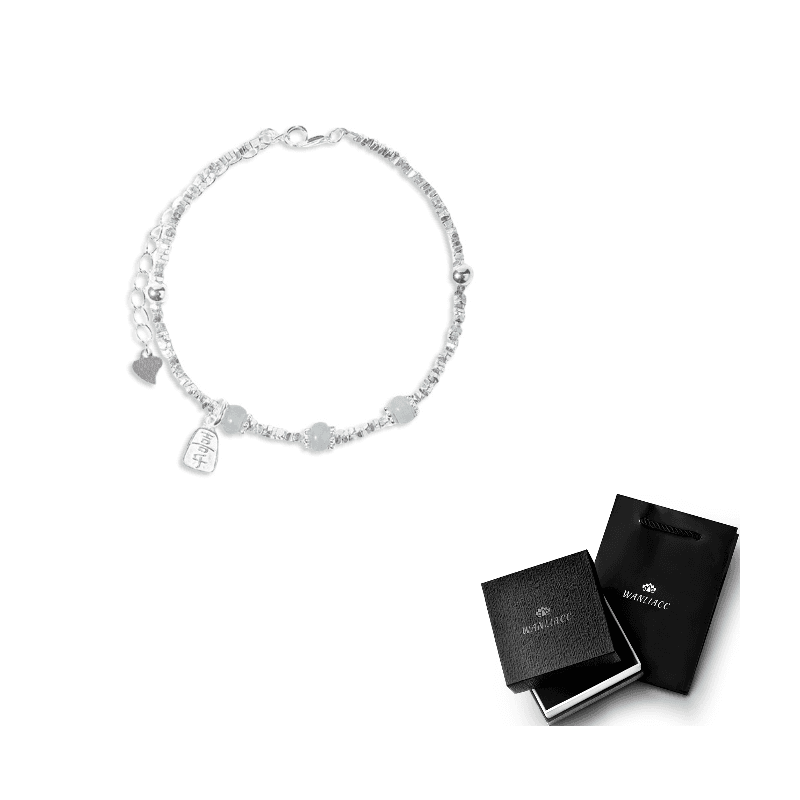 WANLIACC Colored Glaze Silver Fragment Bracelet Silver Nugget Bracelet (S925 Silver)