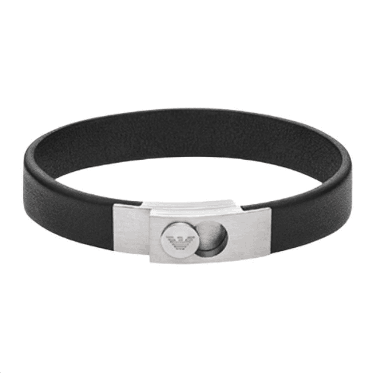 EMPORIO ARMANI Stainless Steel Black Strap Bracelet