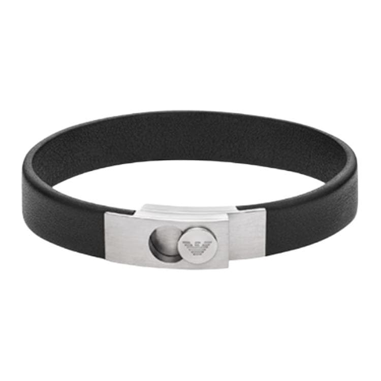 EMPORIO ARMANI Stainless Steel Black Strap Bracelet Black