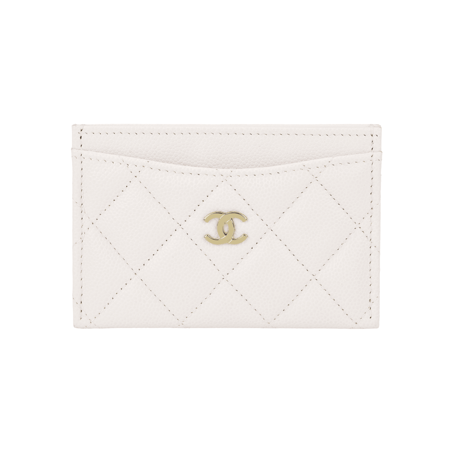 CHANEL Grain Calfskin Coin Purse, Card Holder Regular White Basic Set (Bag+Dust Bag)