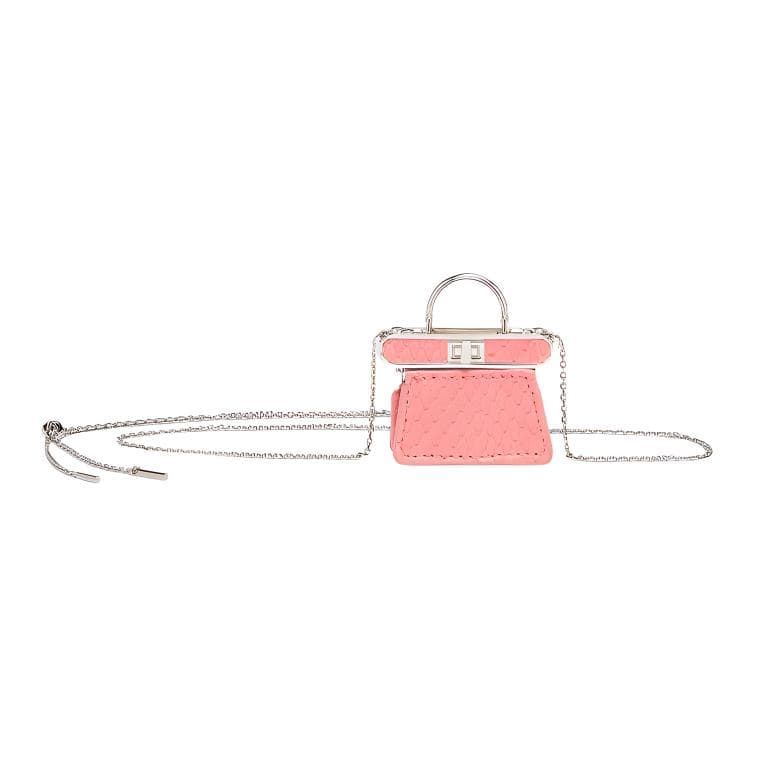 FENDI Python Skin Coin Purse Key Pouch Extra Mini Pink Basic Set (Bag+Dust Bag)