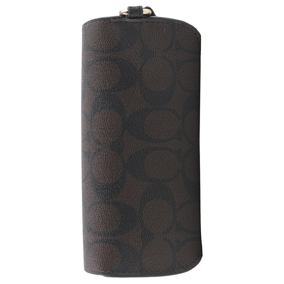 COACH Sunglass Case Signature Coated Canvas Clutch Eyeglass Pouch Small Dark Brown