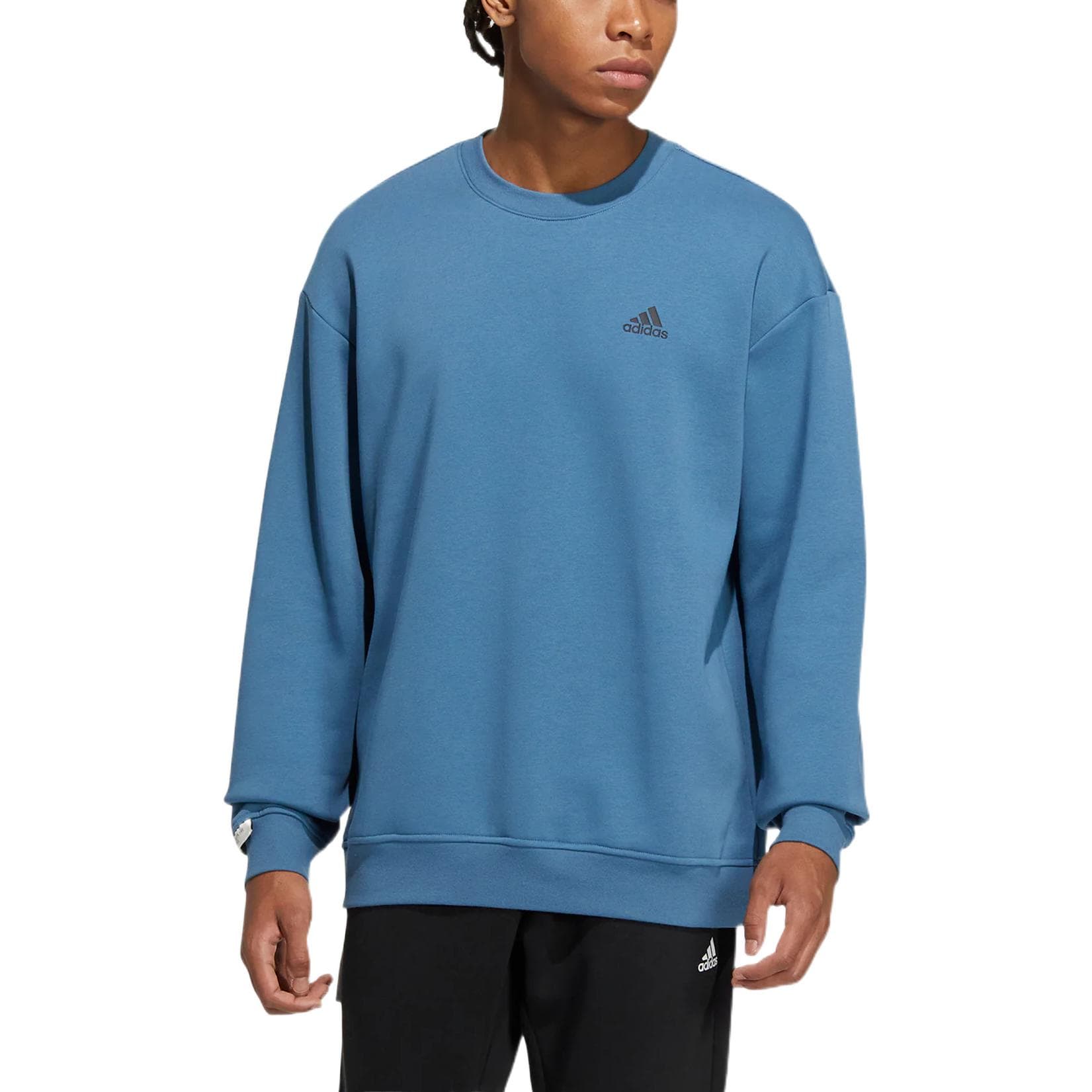 Adidas Sweatshirts Blue Crew Neck Moderate Regular