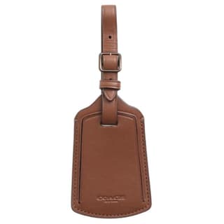 COACH Calfskin Luggage Tag Red Brown