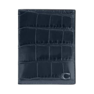 COACH Calfskin Passport Holder Mini Dark Marine Blue