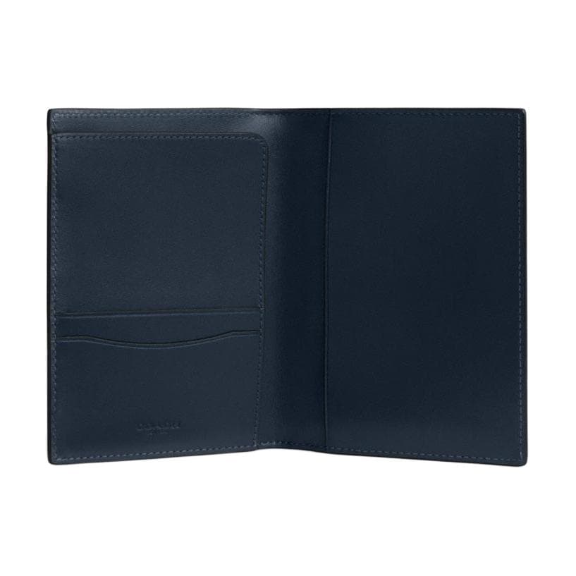 COACH Calfskin Passport Holder Mini Dark Marine Blue
