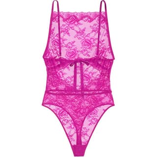 Victoria's Secret Rose Lace High Neck Teddy/OUTRAGEOUS PINK Jumpsuit Stunning Pink