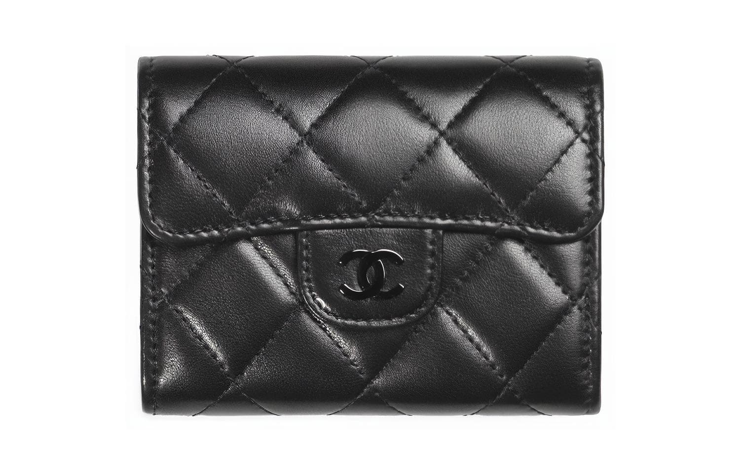 CHANEL Classic Flap CF Sheepskin Flap Coin Purse, Flap Card Holder Black