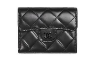 CHANEL Classic Flap CF Sheepskin Flap Coin Purse, Flap Card Holder Black