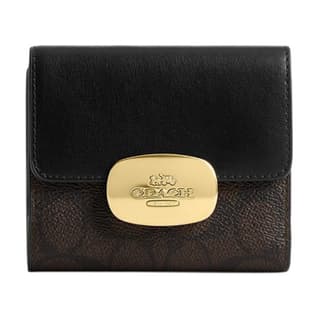 COACH Eliza Coated Canvas Wallet Walnut & Black