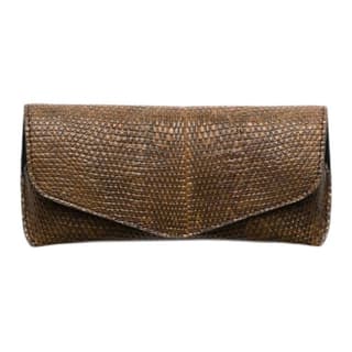 PRADA Lizard Skin Eyeglass Pouch Medium Brown