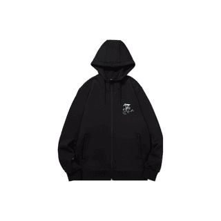 Li Ning Badminton Collection Wave Handcrafted Embroidery Minimalist Style Cardigan Hooded Fleece Lined Sweatshirt