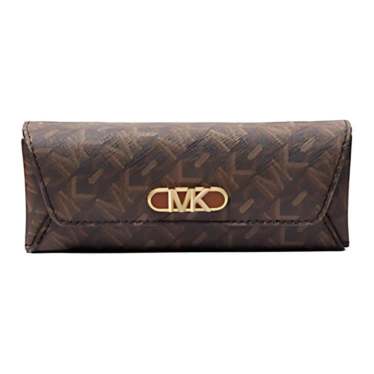 MICHAEL KORS Coated Canvas Eyeglass Pouch, Medium Brown Basic Set (Bag+Dust Bag)