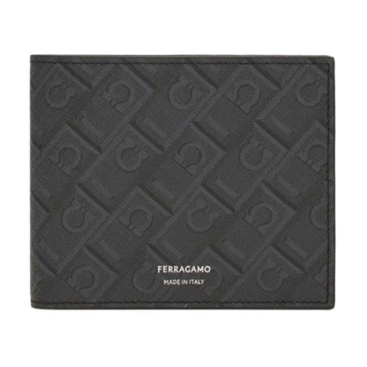 FERRAGAMO Synthetic Wallet Black & Gray Box(Basic Set+Box)