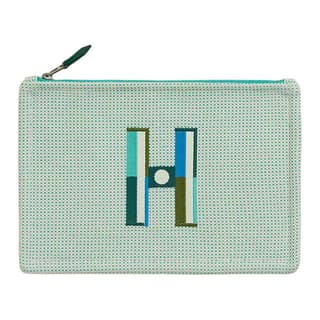 HERMES Cotton Storage Bag Clutch Small Cloud White & Mint Green