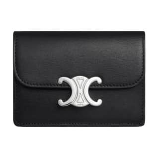CELINE Triomphe Cow Card Holder Black