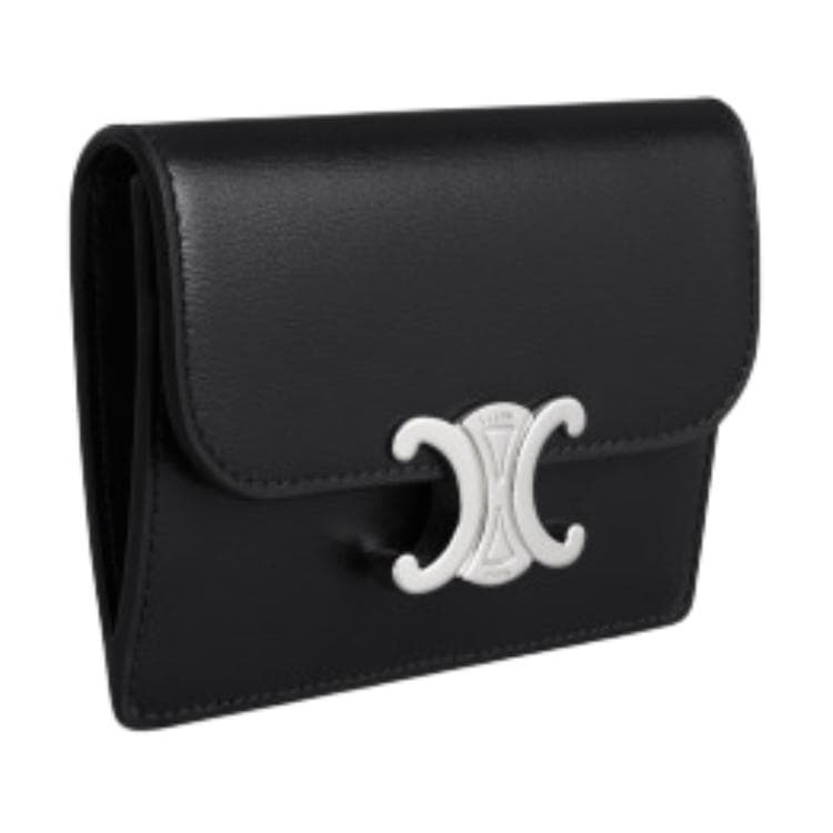 CELINE Triomphe Cow Card Holder Black