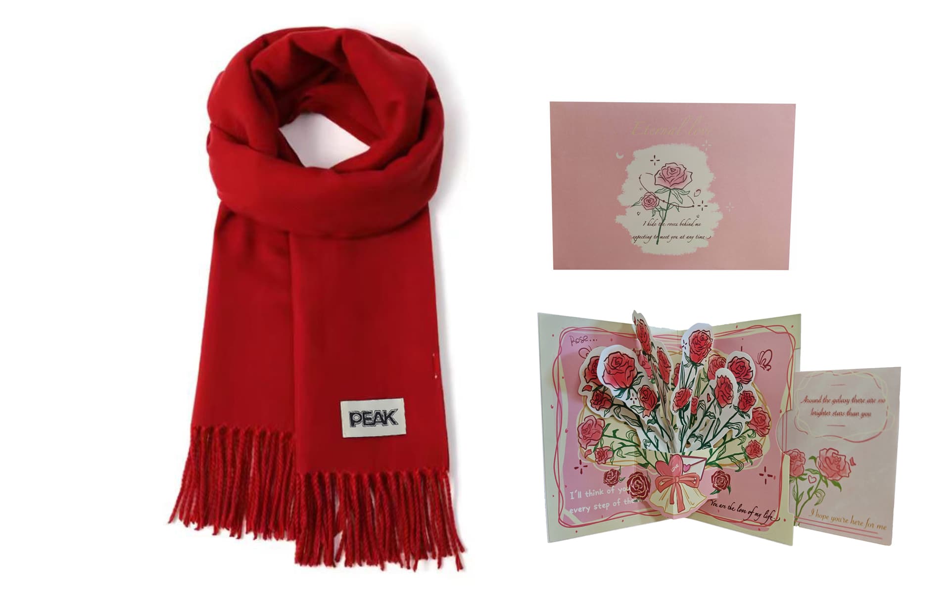Maroon+3D Effect Rose Greeting Card+Envelope