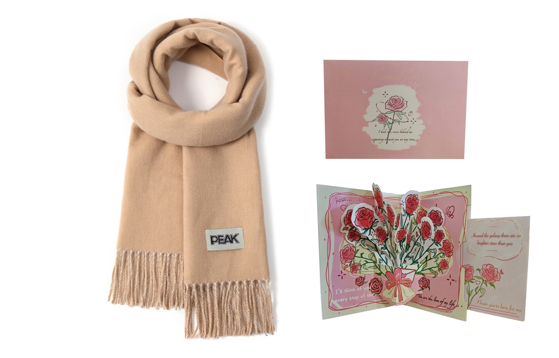 Coffee+3D Effect Rose Greeting Card+Envelope