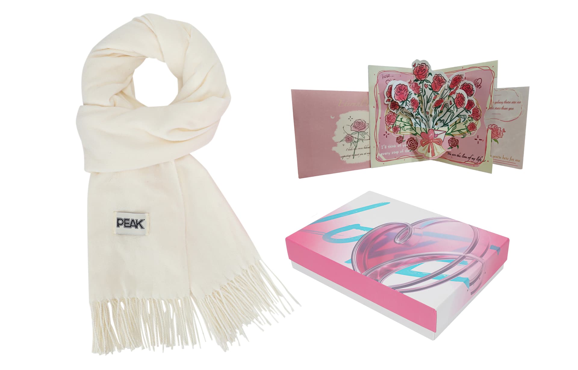 Ecru+3D Effect Rose Greeting Card+Envelope+Box